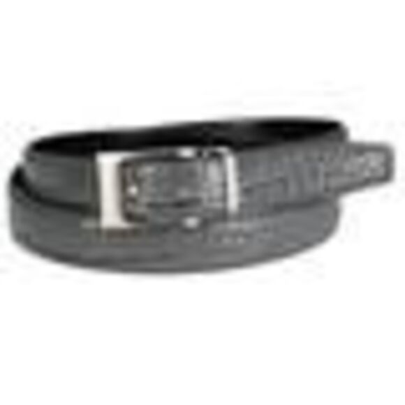 CTM Big & Tall Leather Croc Print Dress Belt with Clamp On Buckle - Picture 3 of 3